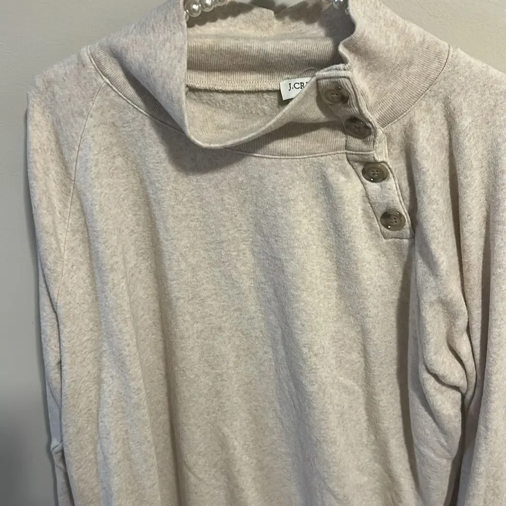 J. Crew Women’s Fleece Button Neck Sweatshirt. Size Large